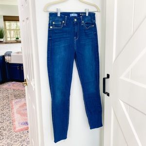 7FAM B(air) High Waist Ankle Skinny Jeans Super Stretchy & Soft, Raw Hem